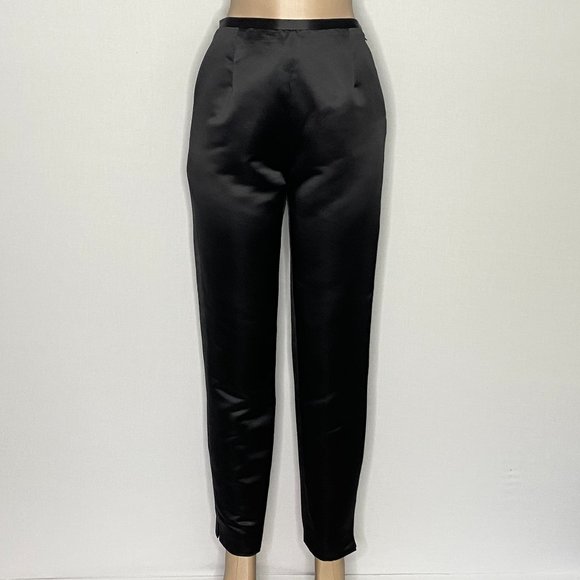 Isabel Ardee Pants Black Satin Straight Leg 10 - Picture 3 of 10